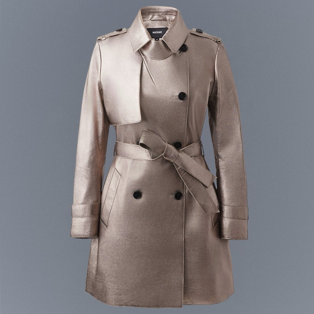 🔥🔥🔥 Mackage Mely leather trench coat in rose gold (quartz), size S 🔥🔥🔥